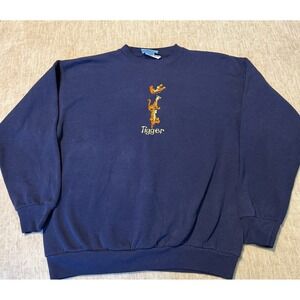 Vintage Disney Tigger Embroidered Sweatshirt Navy Blue Pooh Crewneck Adult Large